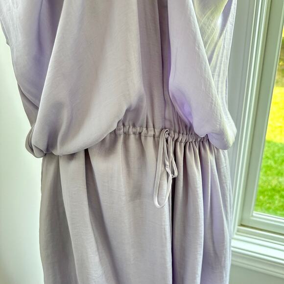 Vince Lilac Purple Satin Medium Sleeveless Dress Pockets Knee Length V-Neck - Picture 6 of 10